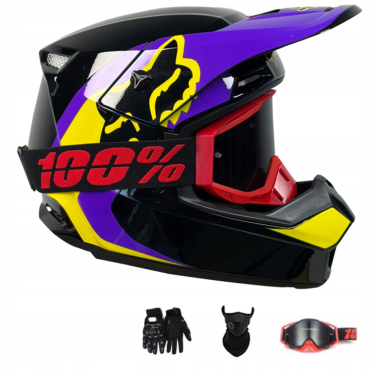 Motocyklová Přilba Lehká Enduro Quada Brýle Rukavice Maska S