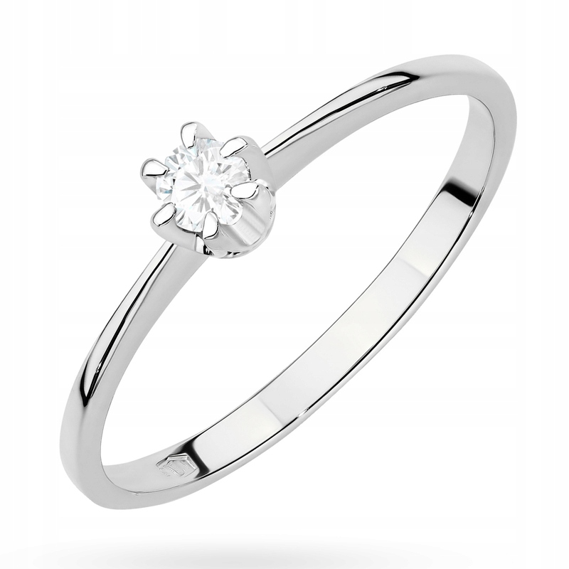 Klasický Zlatý Prstýnek Zásnubní pr. 585 s Briliantem 0,15 ct 14k