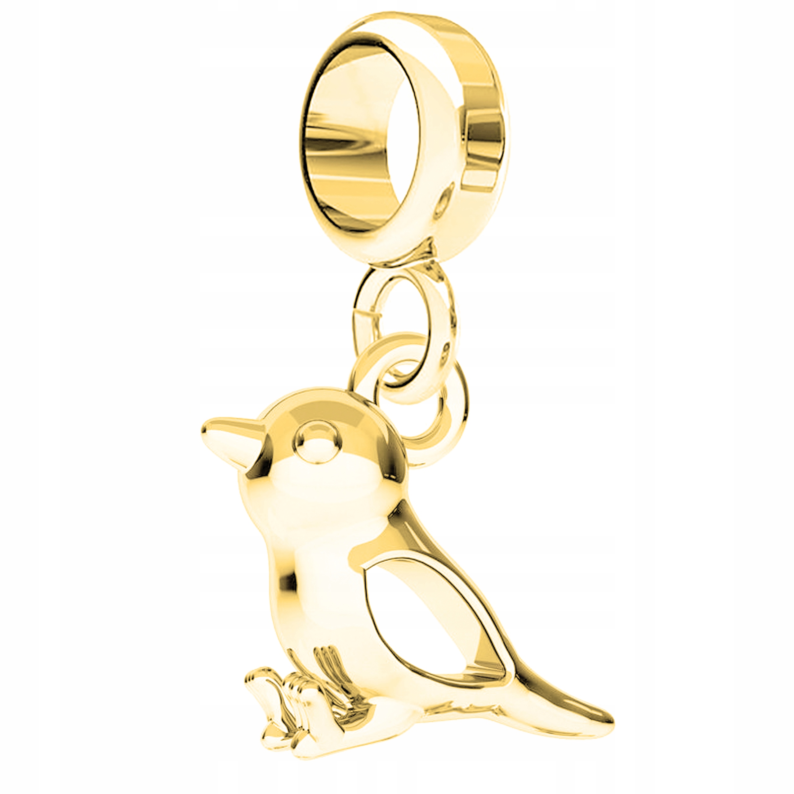

Charms złoty wiszący Wróbel Ptak srebro 925