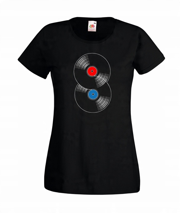 

XL Koszulka Damska Vinyle Winyl Retro Płyty Wzory