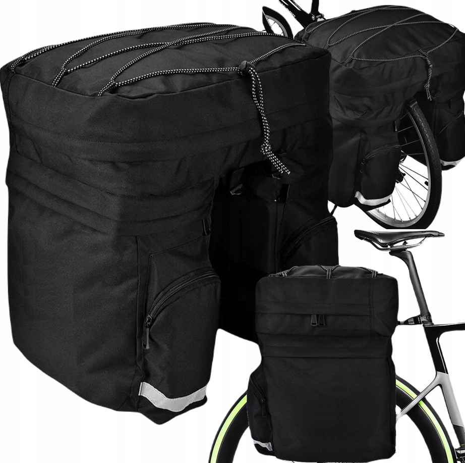 TORBA NA ROWER BAGAŻNIK SAKWA ROWEROWA KUFER KIESZONKI 60L XXL WODOODPORNA