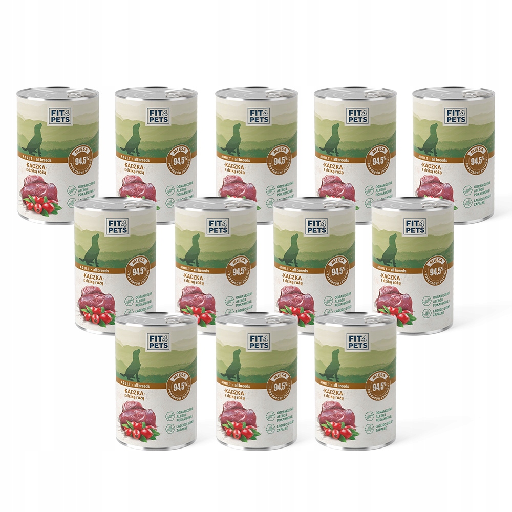 Levně Sada krmivo pro psy, kompletní kachna s divokou růží 400 g, 12 ks