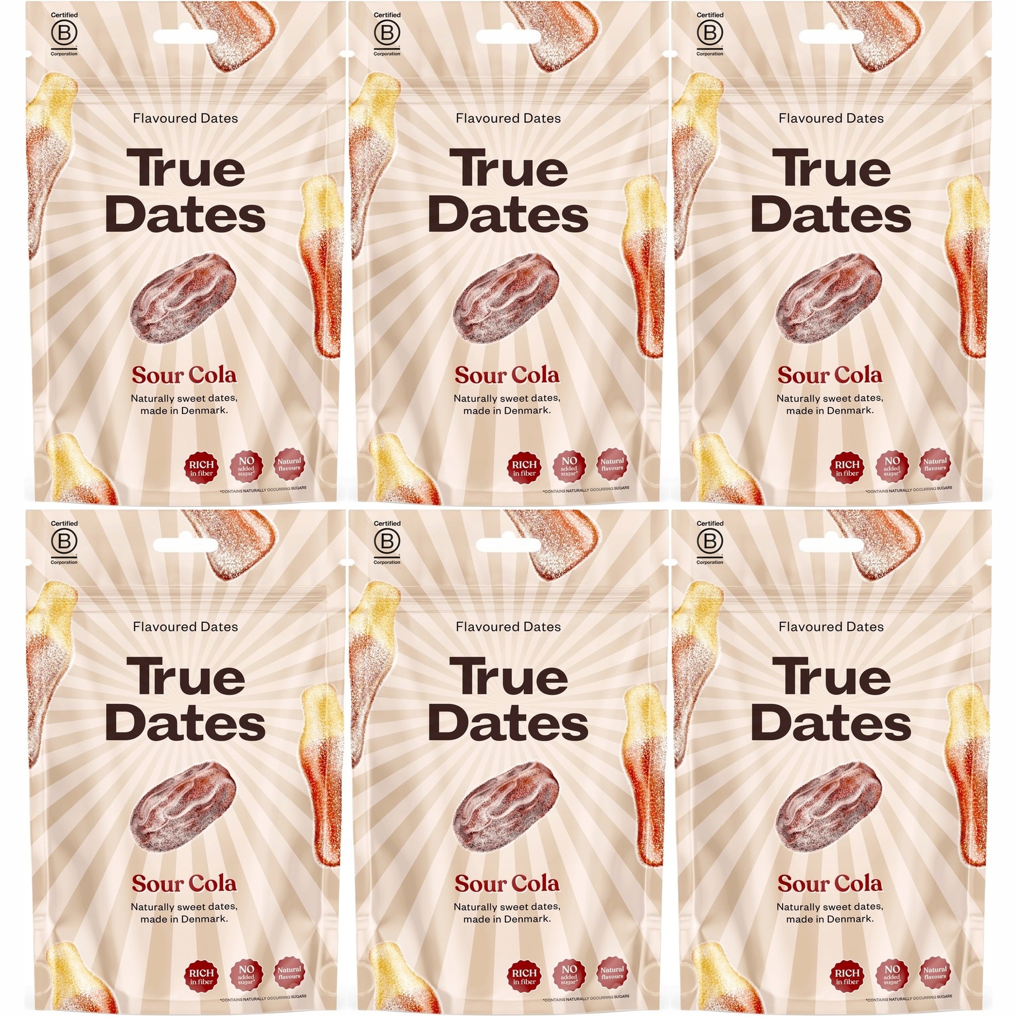 Zestaw daktyli True Dates daktyle o smaku Kwaśnej Coli Sour Cola 100 6 szt.