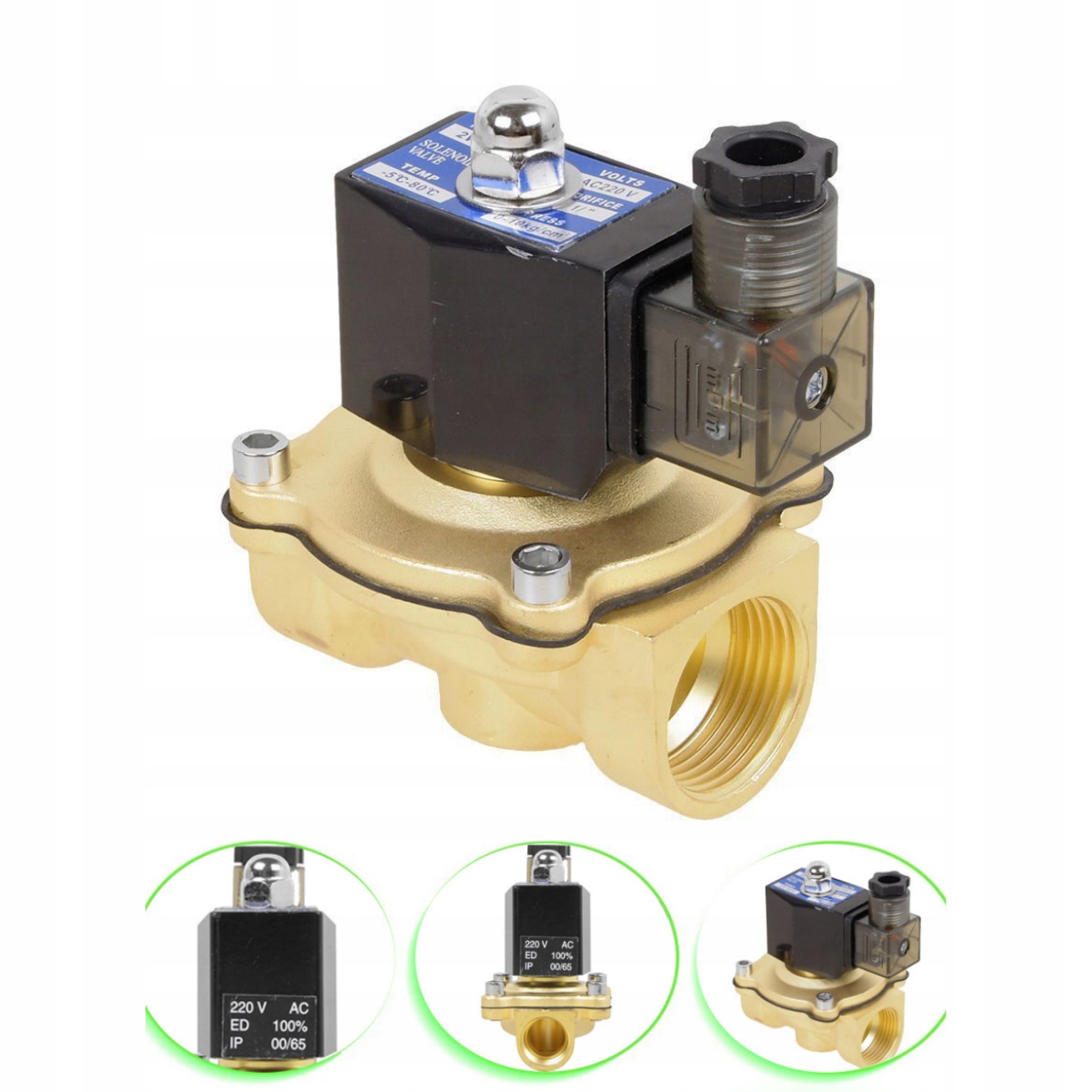 Mosazný elektromagnetický ventil 1" 0-10 bar normálně uzavřený