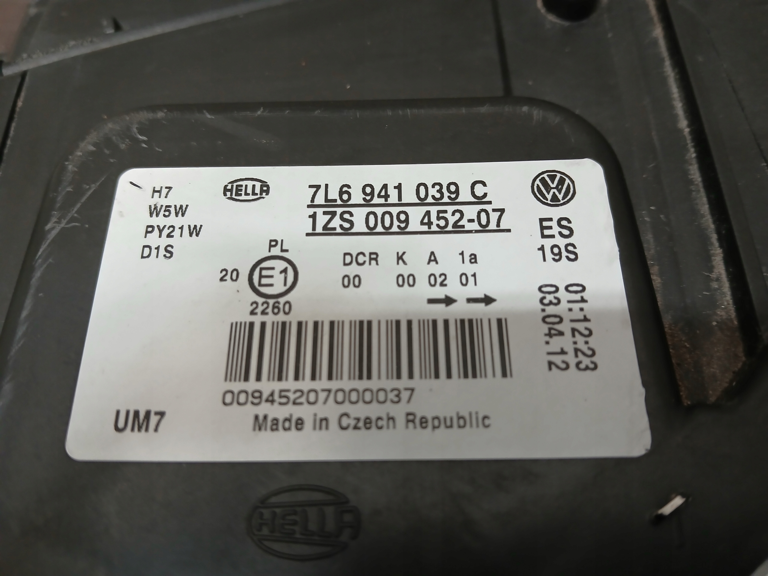 light front left VW TOUAREG XENON positioning LIFT 7L6941039C