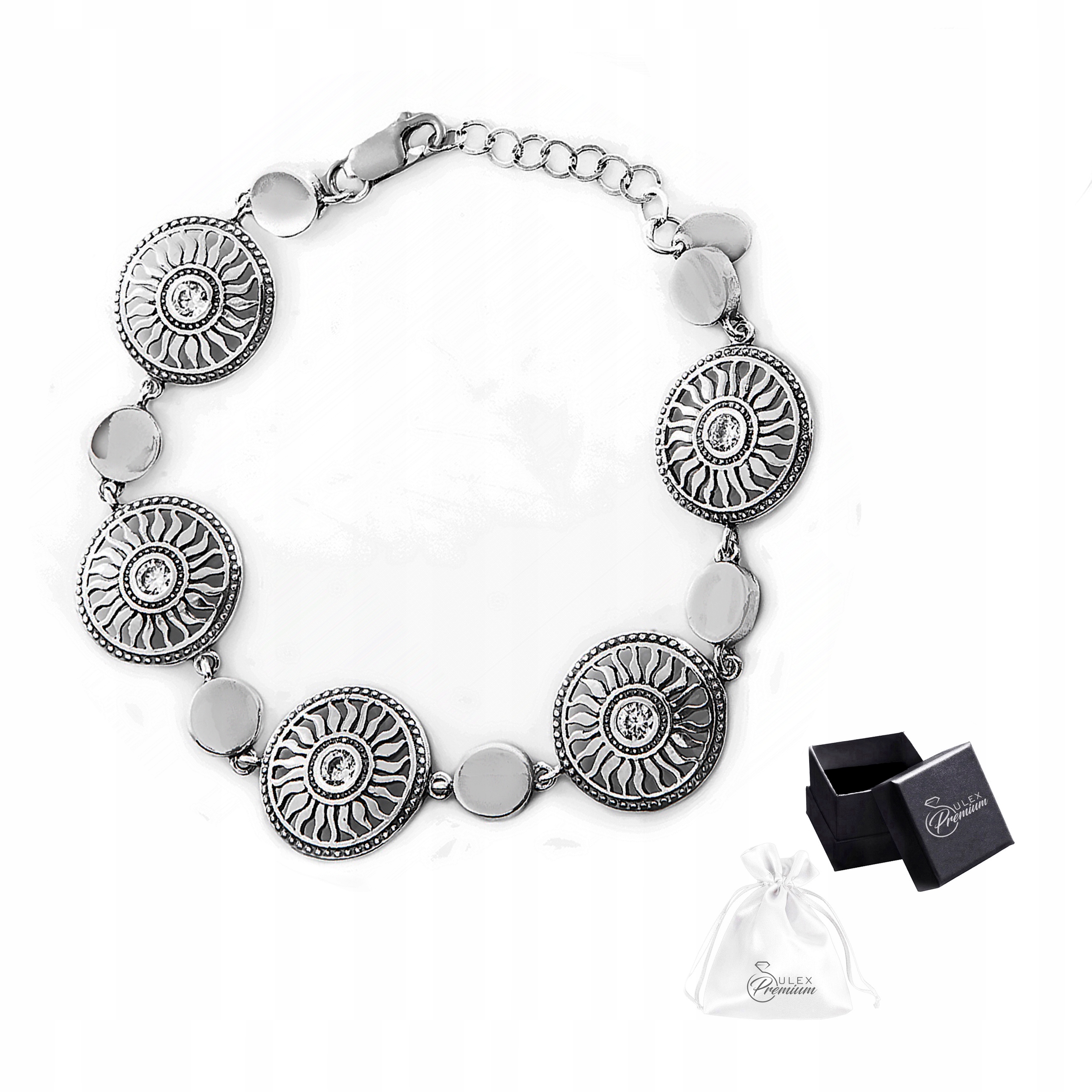 Stříbrný dámský náramek ryzost 925 Elegantní sluneční náramek se zirkony