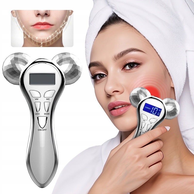 Masażer Wibracyjny Do Twarzy Roller 3D Lifting Ems Do Pielęgnacji Skóry Led