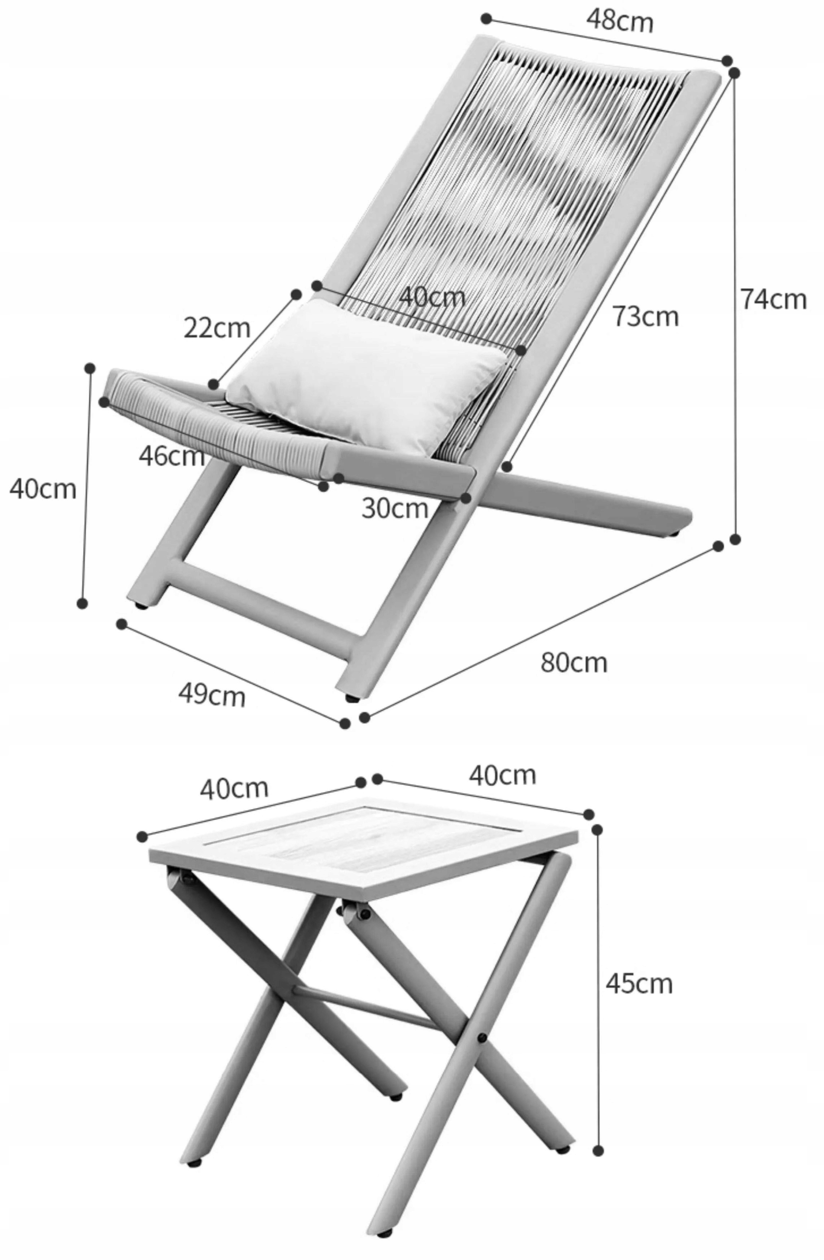 Sada Terasového Nábytku Chill Sand Lehátka A Balkonový Zahradní Stolek
