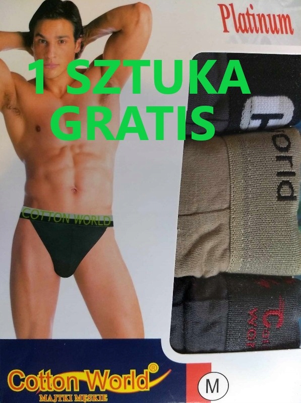 6x SLIPY TANGO NA GUMIE +GRATIS majtki COTTON WORLD 100% bawełna - M Rozmiar M