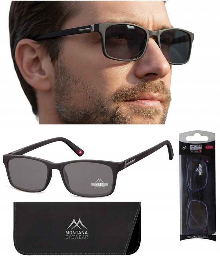 OKULARY PRZECIWSŁONECZNE PLUSY +1.0 UNISEX KOREKCYJNE OPRAWKI ETUI