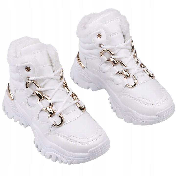 Sneakersy buty zimowe damskie sportowe botki białe 12766942070 - Allegro.pl