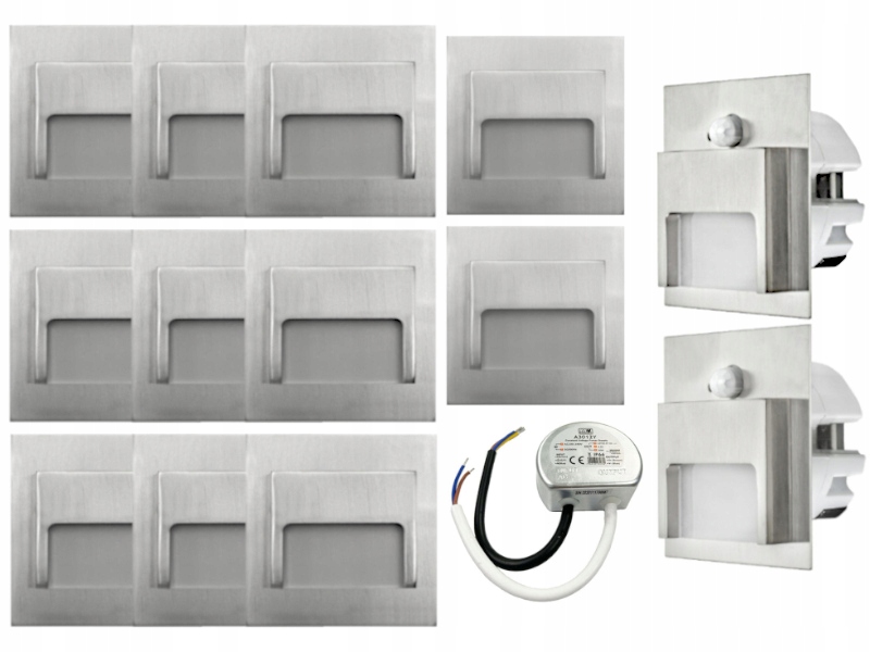 

Zestaw Oprawki Schodowe Halogen Led 13x +Czujka