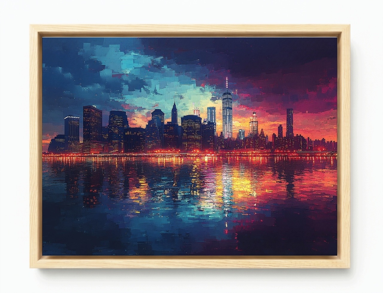 Obraz Rám American Box Město Panorama Manhattan New York Večer 80x60