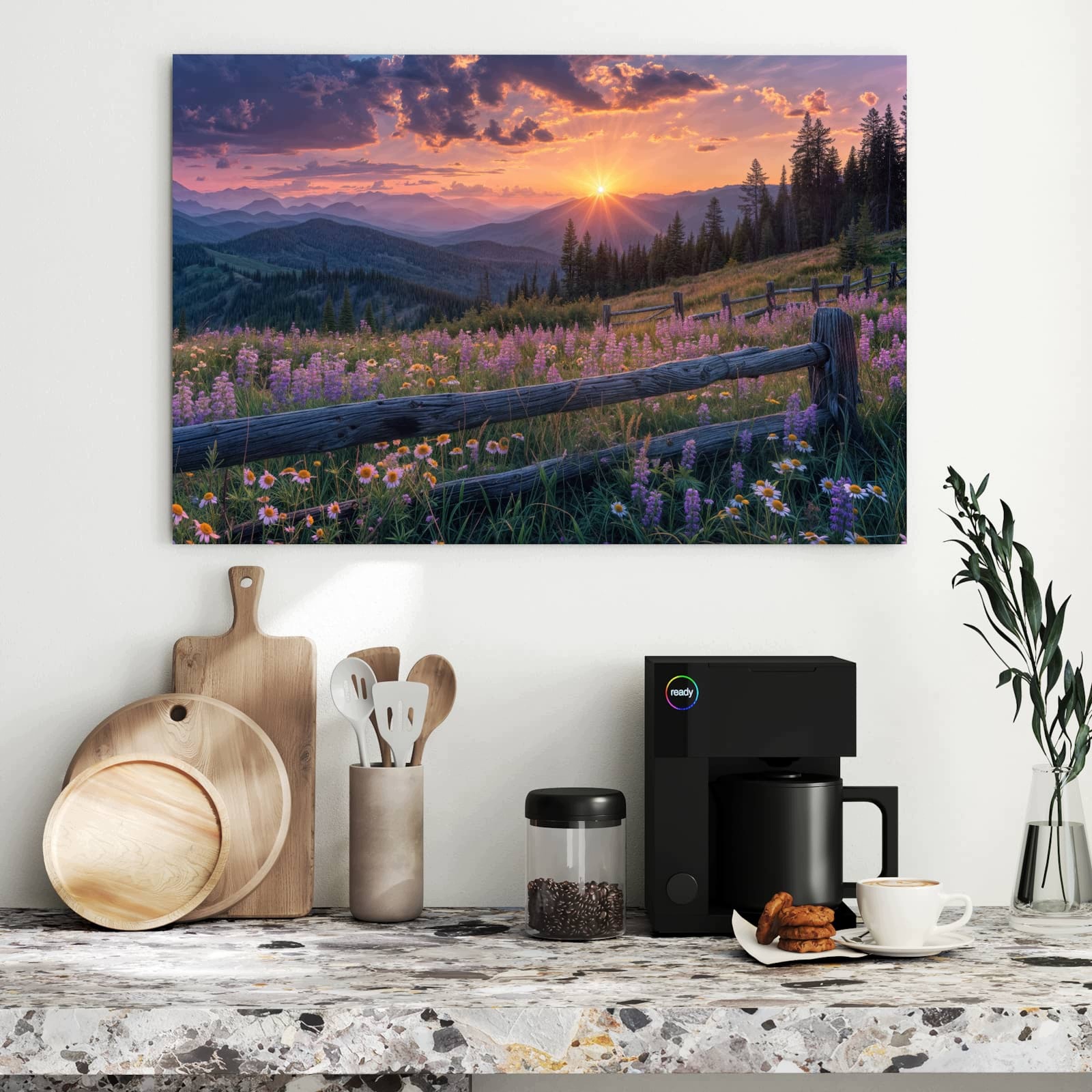 Magnetická tabule Západ slunce Louka 90 × 60 cm