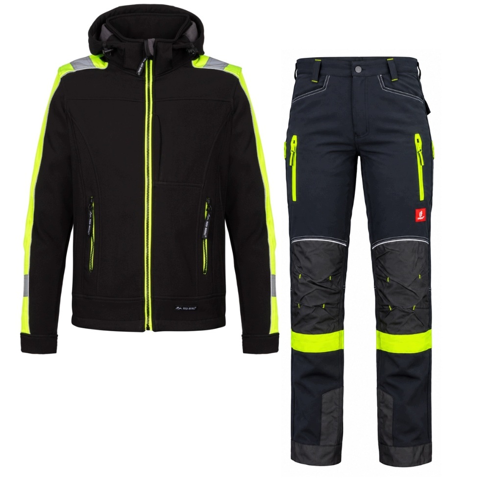 Set Pracovní oblečení softshellové kalhoty Bozp elastické Stretch 46