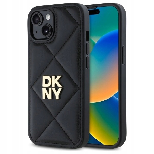 Etui Dkny Quilted Stack Logo na iPhone 15 czarne