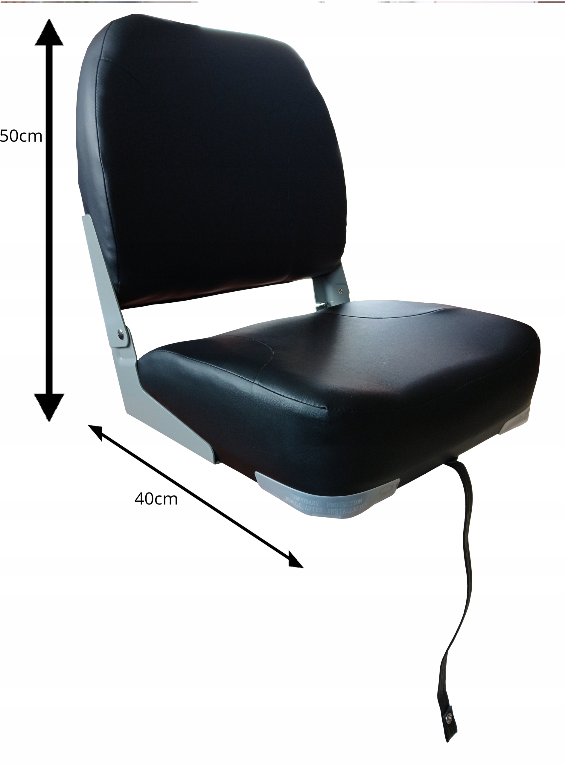 fotel siedzisko z oparciem [ czarny ] bez nogi Ponton Łódka Tokarex