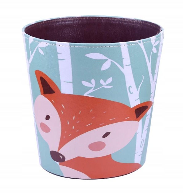 Levně odpadkový koš Dekorativní z ekokůže Voděodolný Vzor Liška Objem 10 L