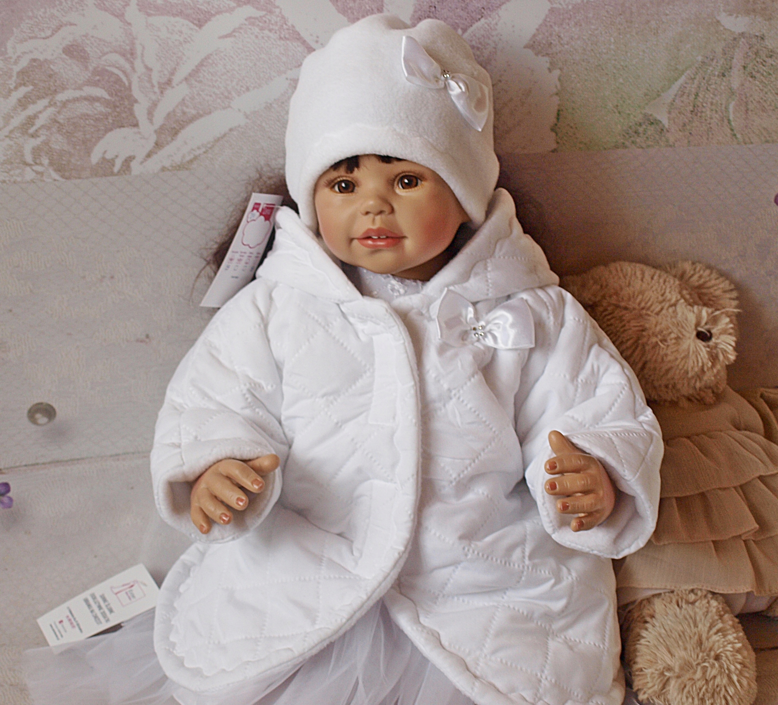 CIEPŁY PIKOWANY ZESTAW PŁASZCZYK I CZAPECZKA ROZM. 74 LUB 80 Zapięcie rzepy