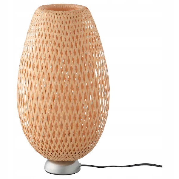 

Ikea Boja Lampa stołowa, niklowano/bambus/rattan