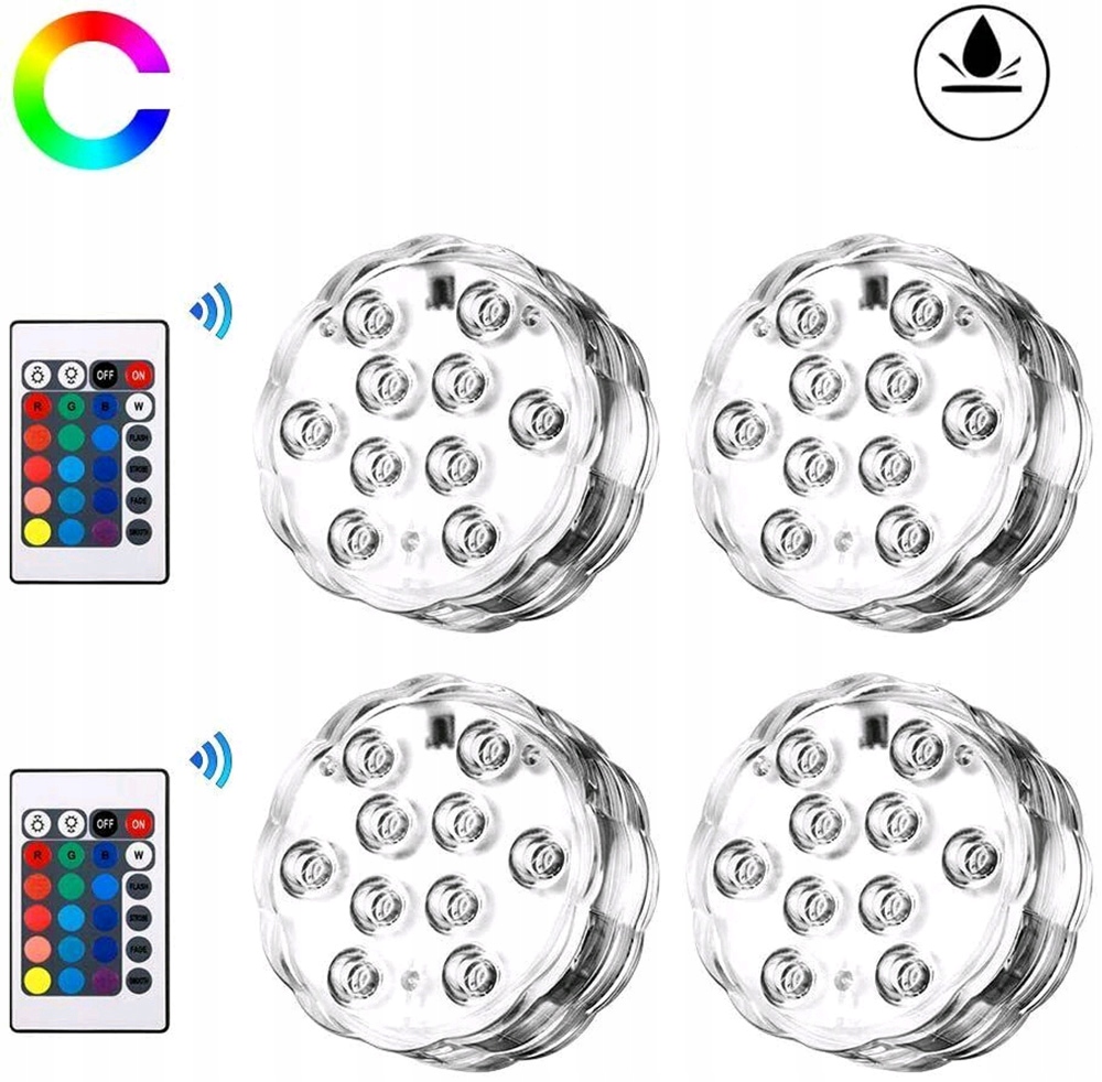 4x Bazén LAMP+4 Dálkový Ovladač Podvodní Led Světla IP68 pro pódia, obchody, akvária