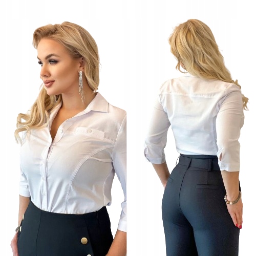 Košilová halenka Sandra 3/4 rukávy barva bílá velikost 56