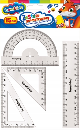 Bambino zestaw geometryczny 4 elem linijka 15cm EAN (GTIN) 5903235628573