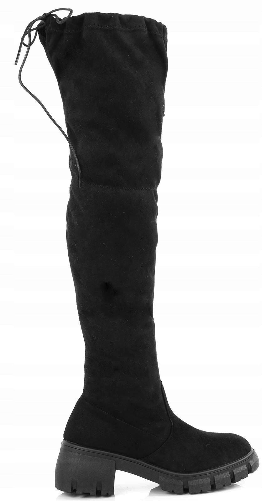 7028 CZARNE KOZAKI ZAMSZOWE OFICERKI WYSOKIE 38