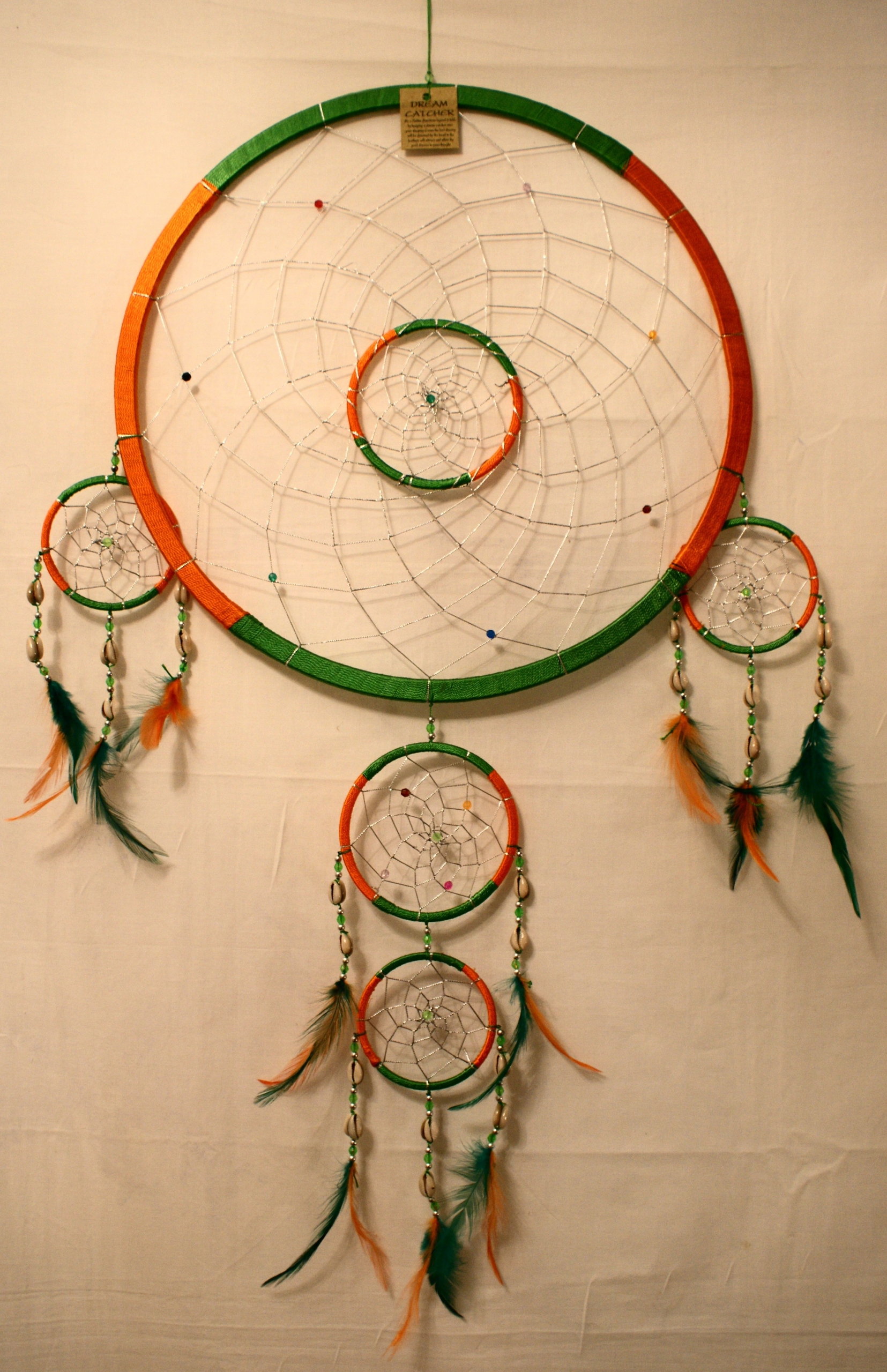 Lapač snů, sedmidílný, mušle, nylon 40cm