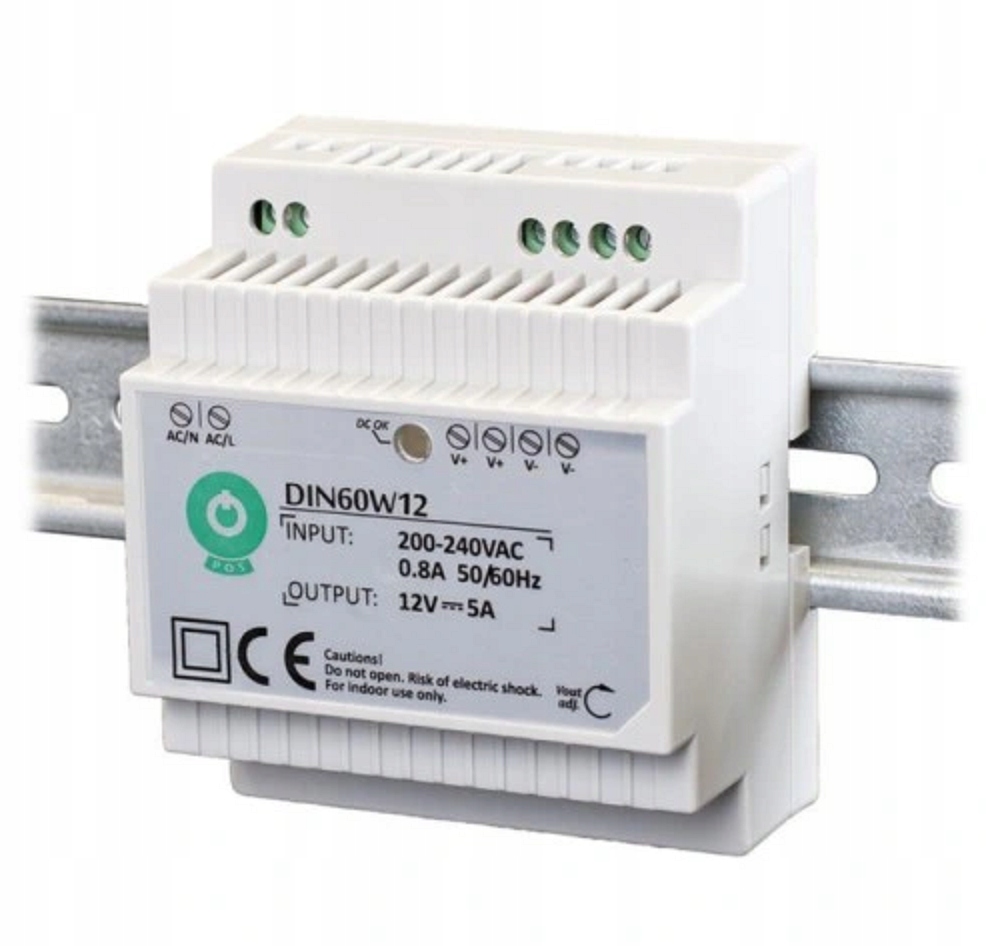 

DIN60W12 Zasilacz 12V DC 5A Din Led Ragulacja napi