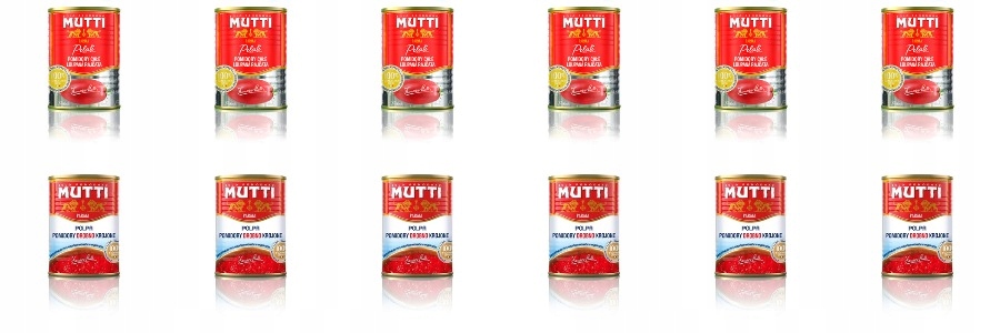 Levně 12 x 400 g Mutti Rajčata celá a nakrájená bez slupek MIX