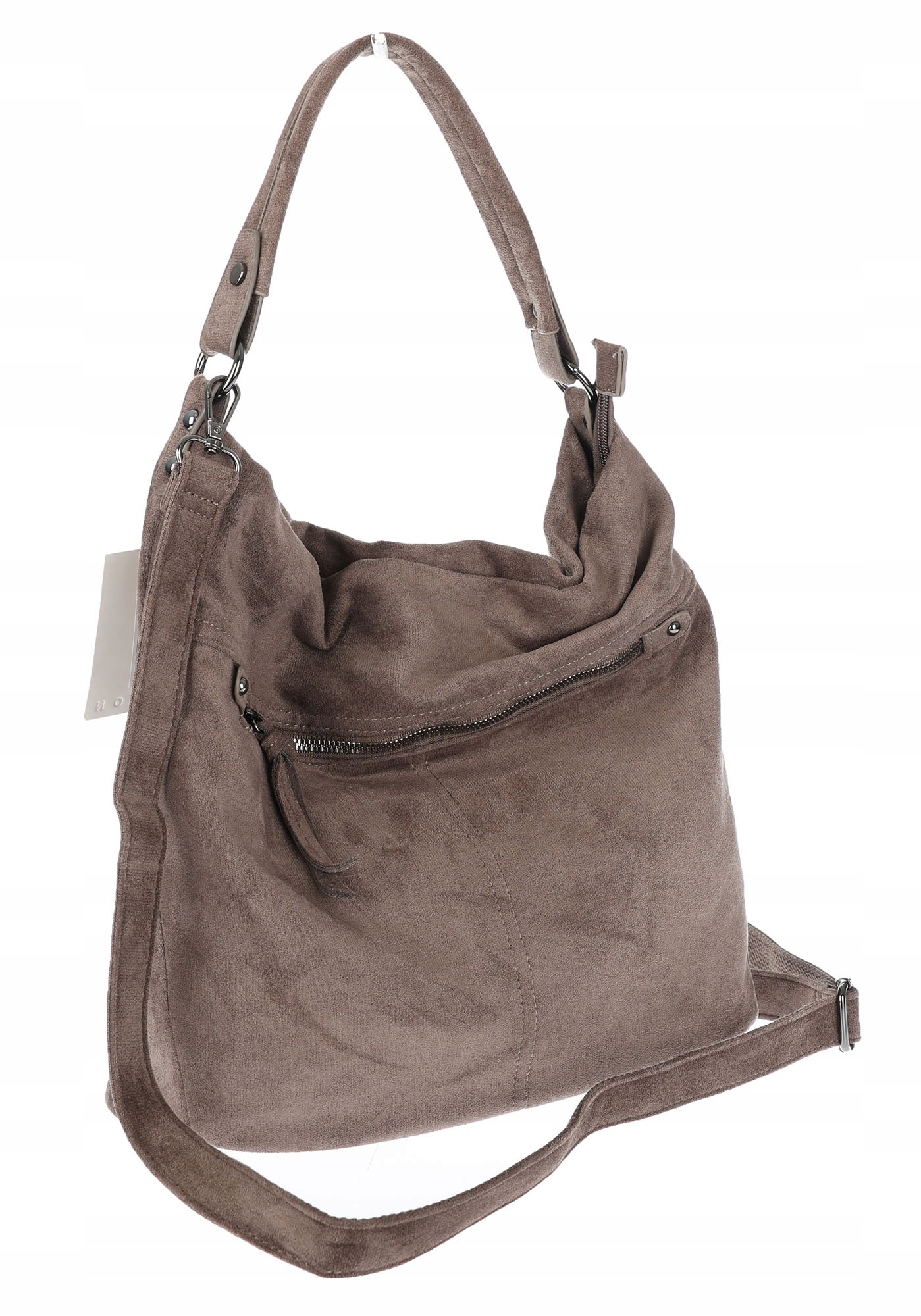 Dámská shopper kabelka, semišová taška přes rameno, lehká taška PB40 Béžová Mud