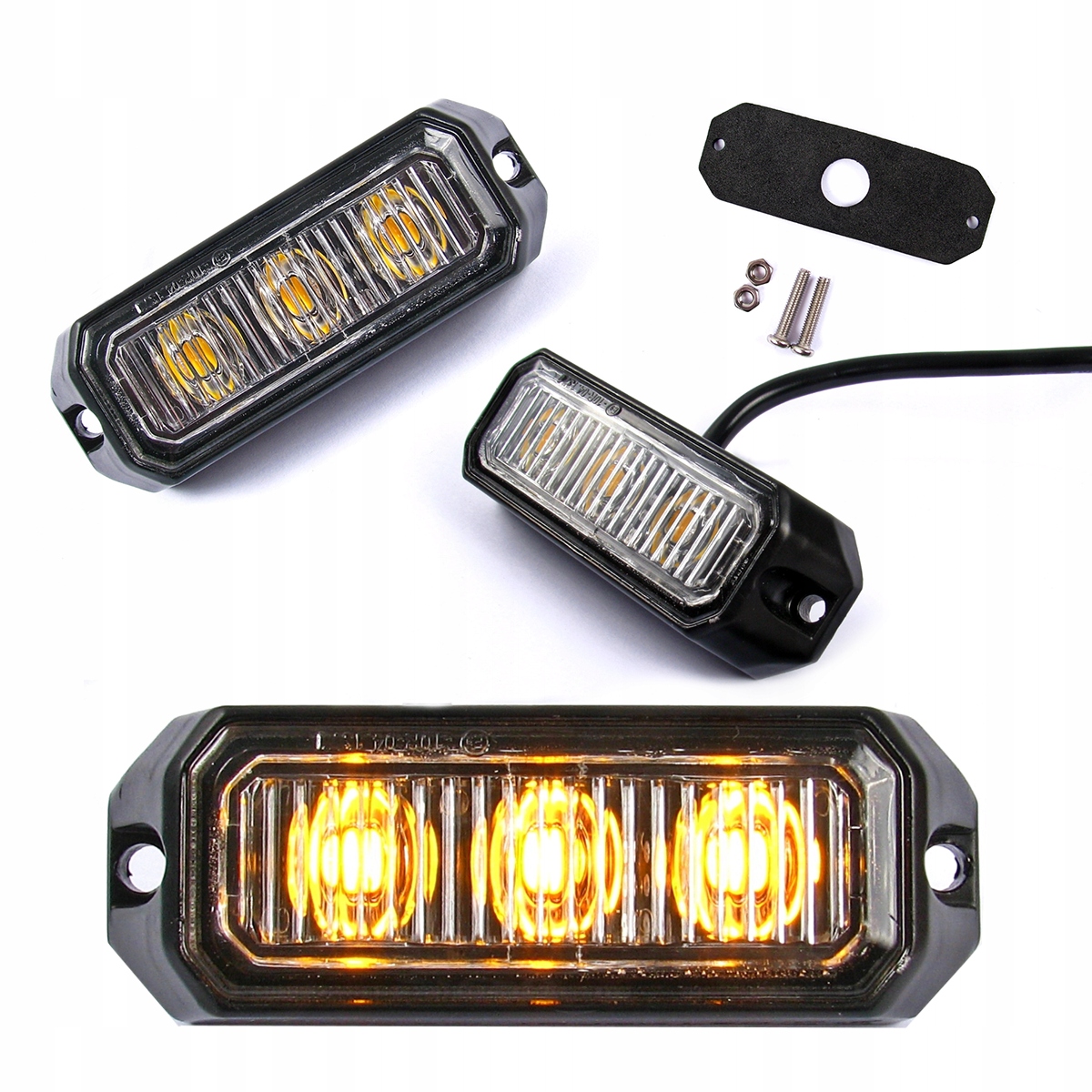 LAMPA OSTRZEGAWCZA 3 LED STROBOSKOP POMOC LAWETA