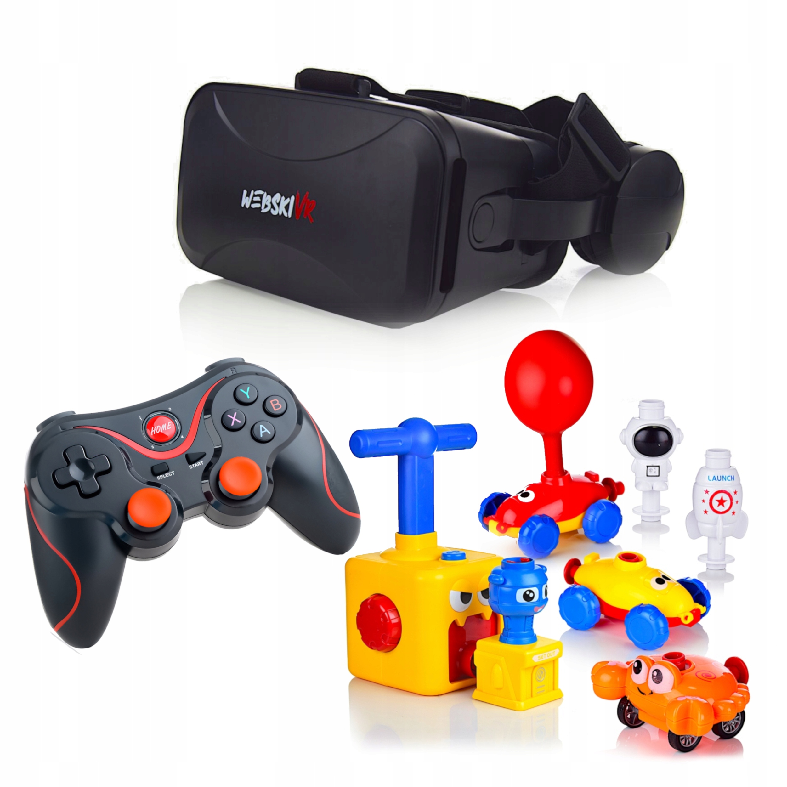 Okuliare Vr 3D 360 Stupňov+gamepad+ Pneumatický Vystreľovač Balónov
