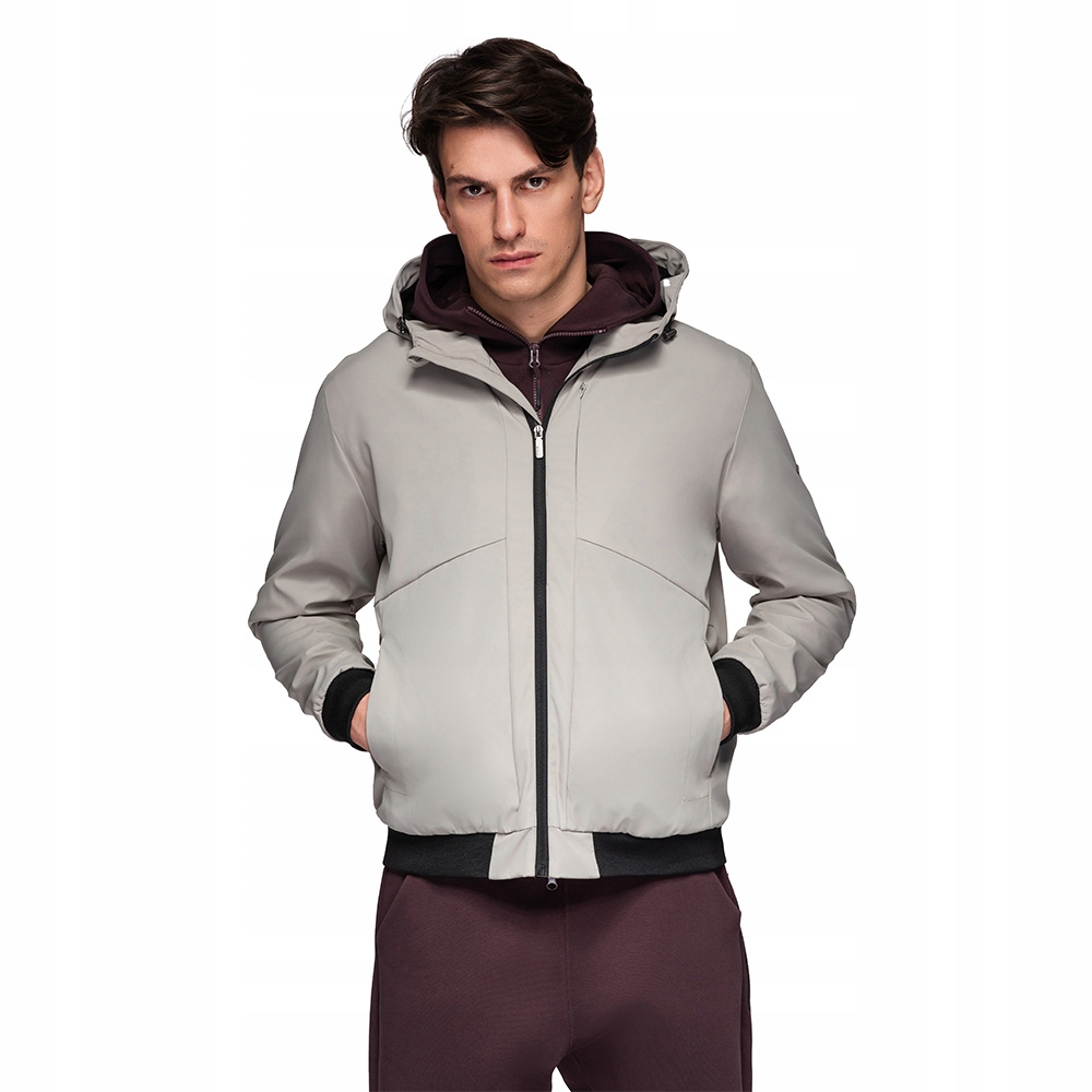 Lehká pánská bunda se síťovanou podšívkou a kapucí – šedá V6 C640 vel. L