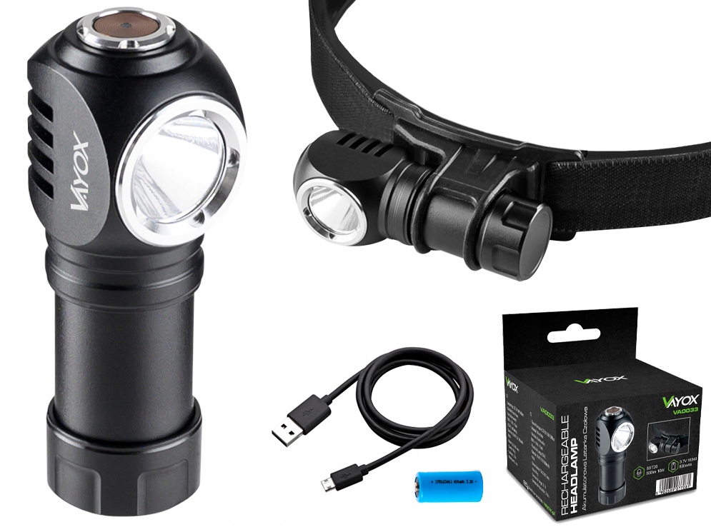 

Latarka Czołowa Taktyczna Led Usb Aku 2w1 Vayox