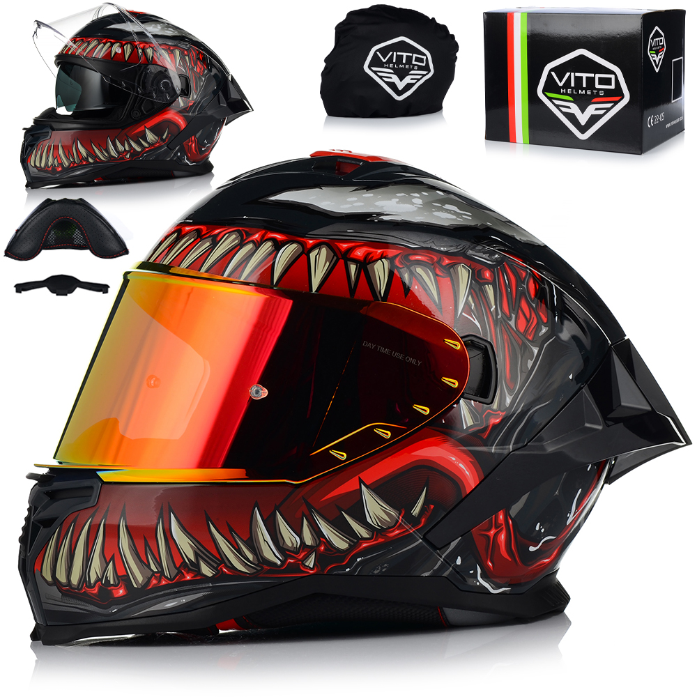 Motocyklová Prilba Vito Presto Aero Monster Venom Systém Pinlock Clona