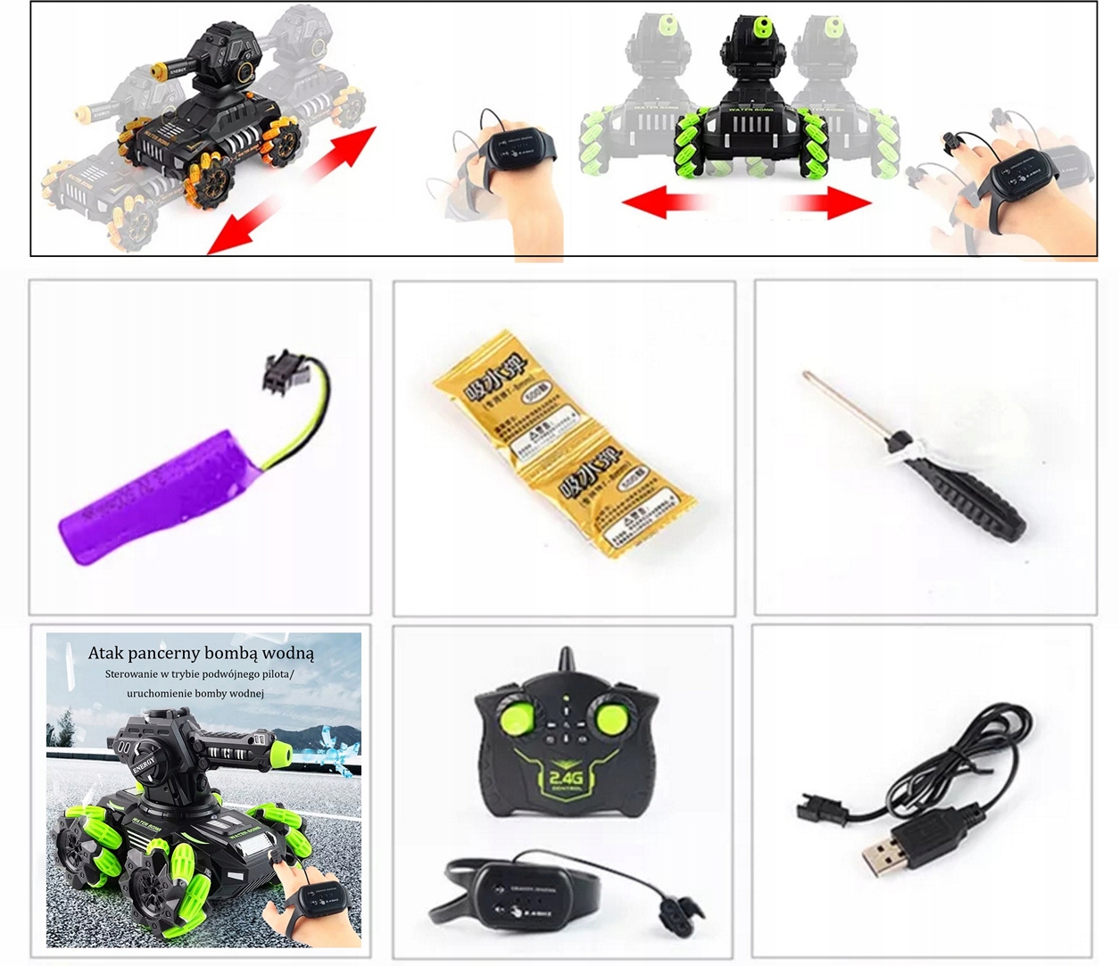 CZOŁG STEROWANY GESTAMI KULE WODNE SZTUCZNY DYM Wiek dziecka 3 lata +