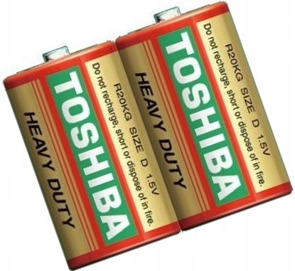 Bateria cynkowo-węglowa Toshiba D (R20) 2 sztuki