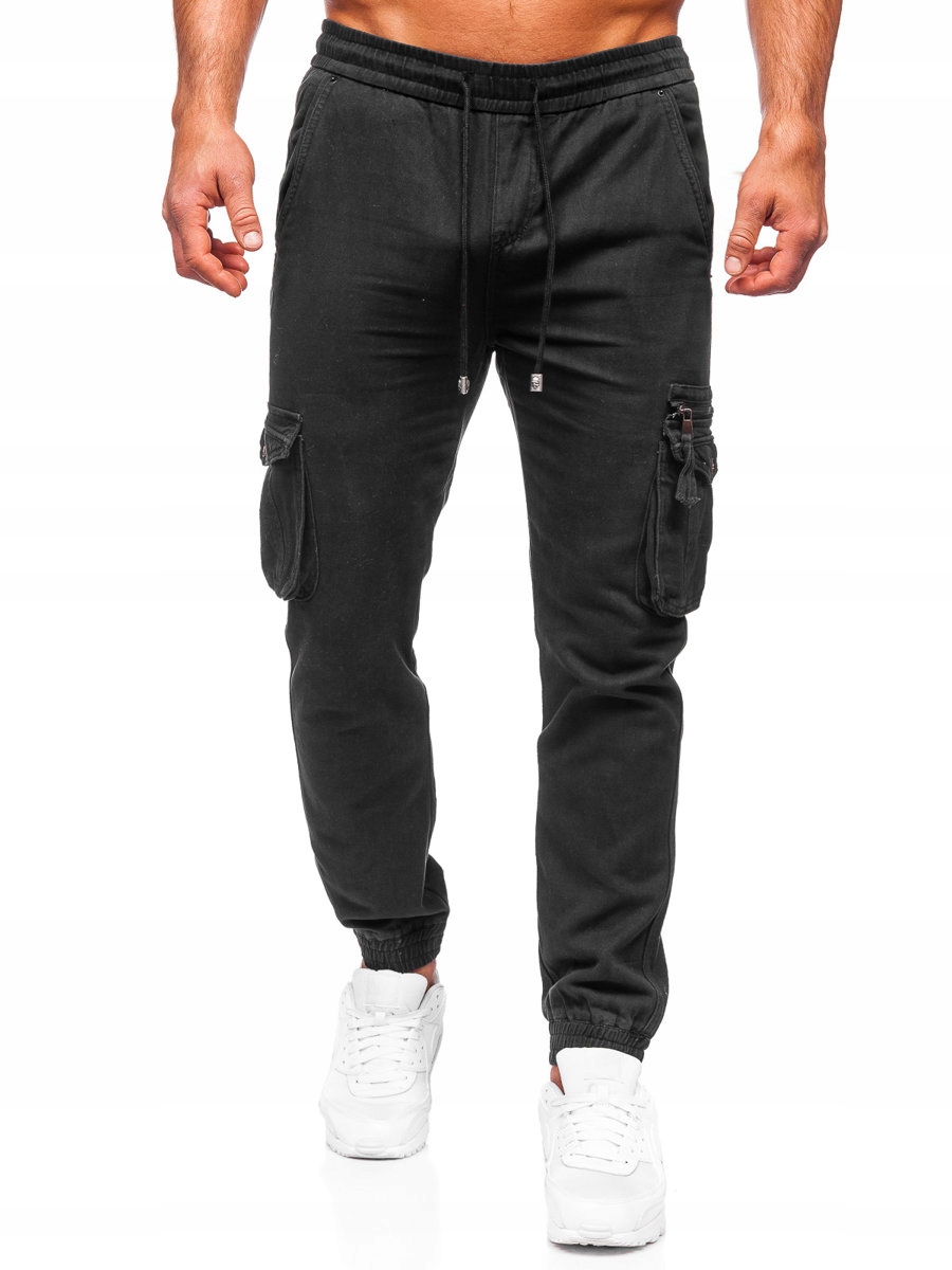 Černé jogger kalhoty kapsáče pánské Denley MP0181NA_32/M