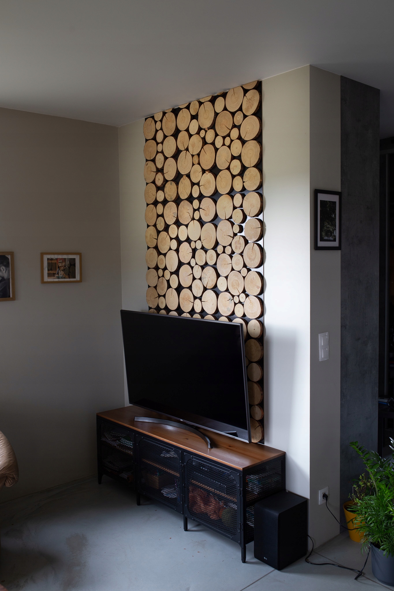 Panel dekoracyjny 76x38x3 Plastry sosnowe 2 szt Materiał drewno