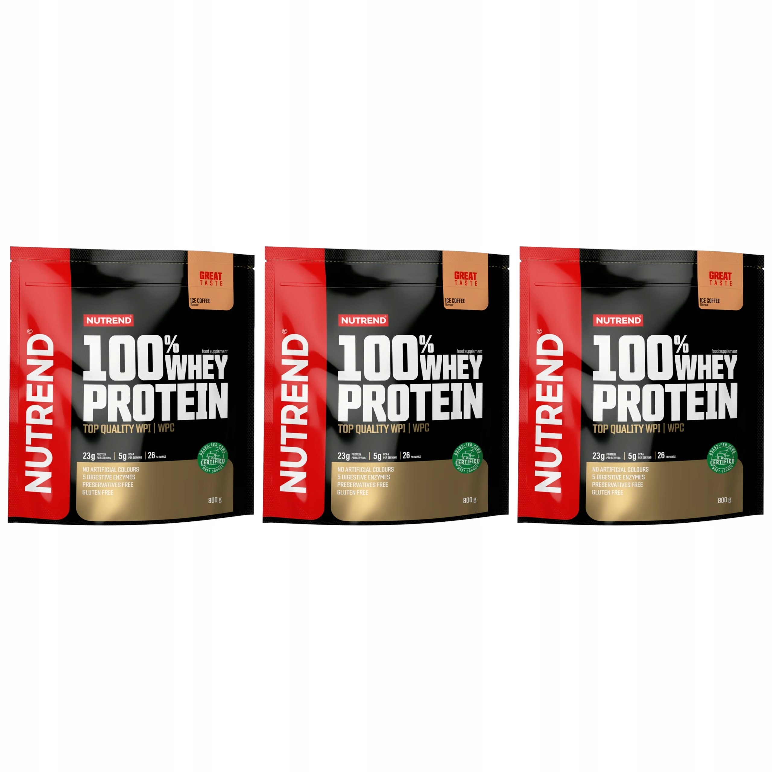 3x Bílkoviny Nutrend 100% Whey Protein Wpc Wpi 800 g Zmrazená Káva Bcaa Doplněk Stravy