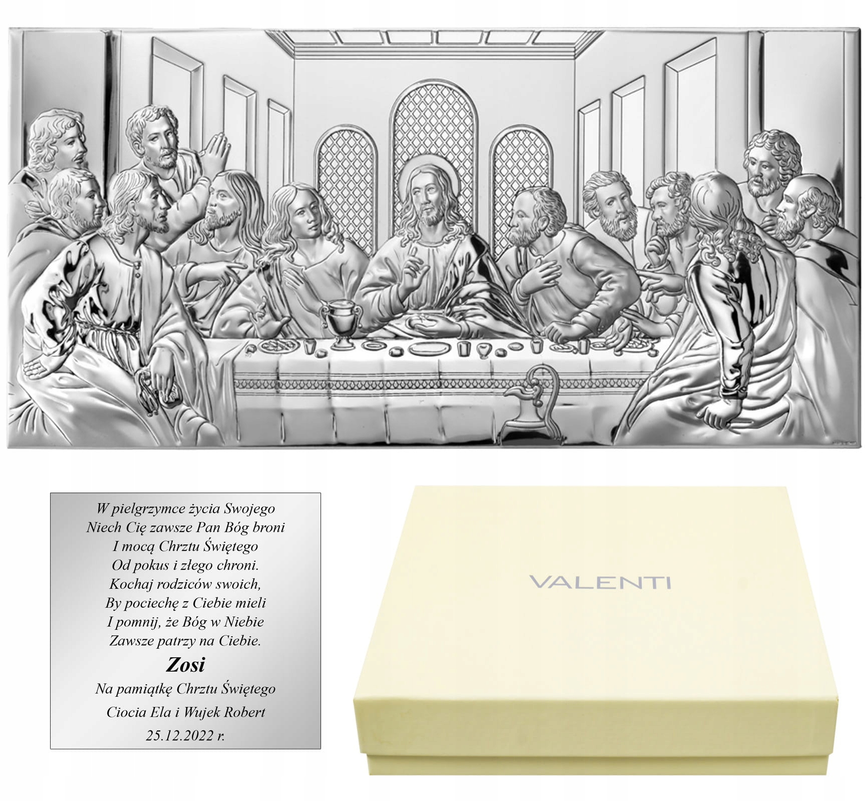 Poslední Večeře Velký Stříbrný Obraz S Gravírováním