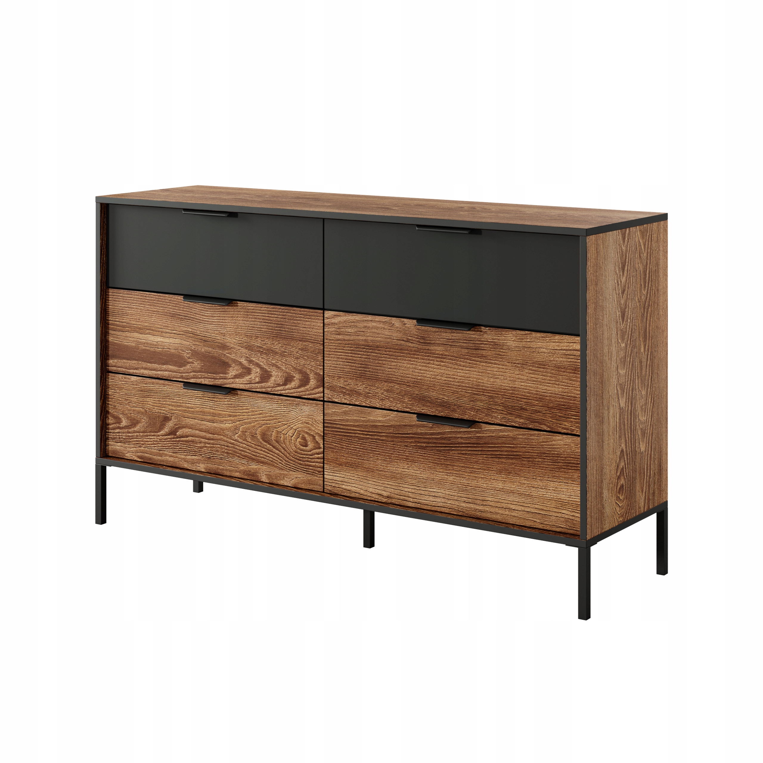 Komoda Milano 137 cm do obývacího pokoje Ložnice 6 zásuvek Bronz Antracit