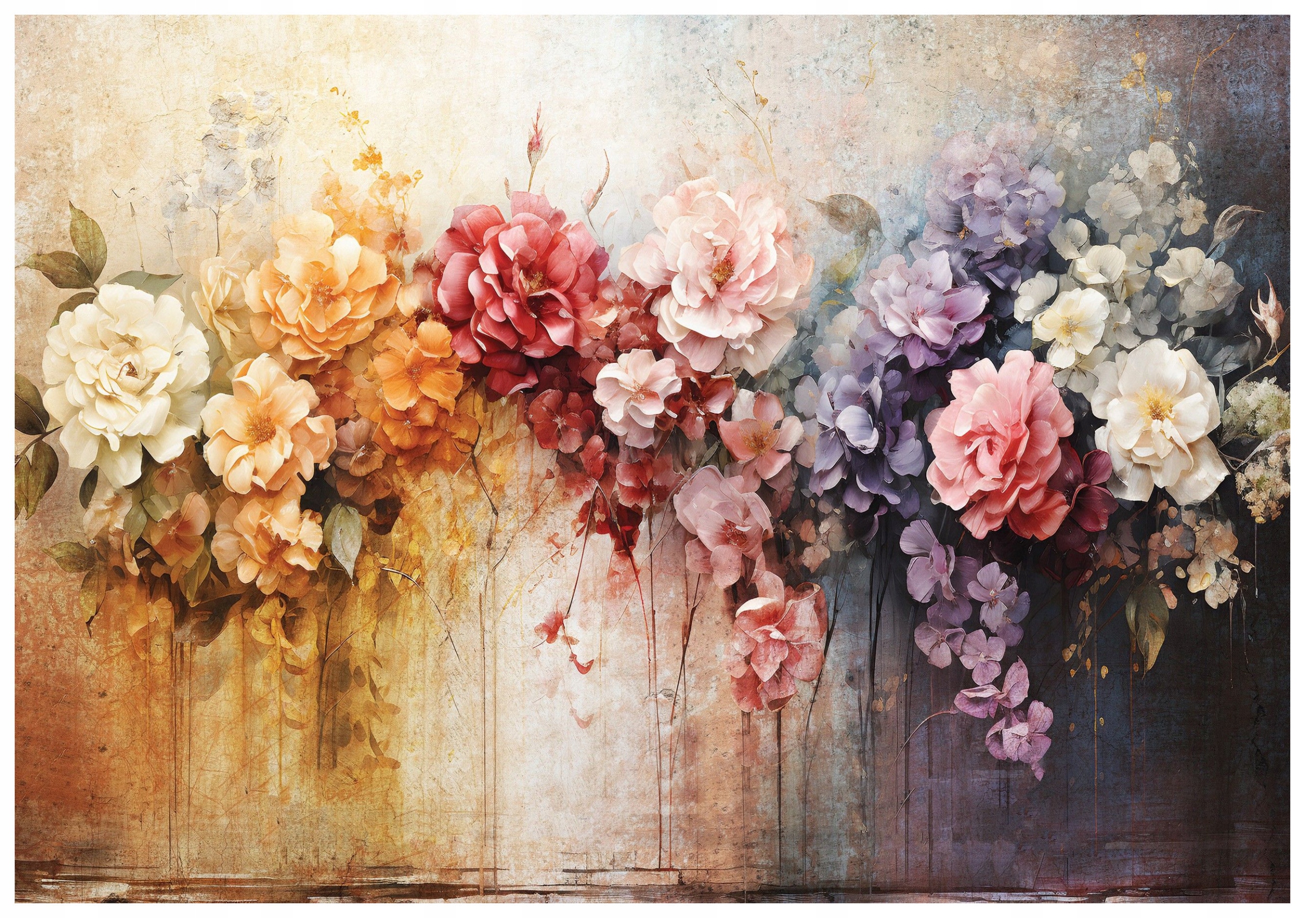 Fototapeta flizelina Květinová Rozmanitá kytice na rozmazaném pozadí 350x250 lepidlo