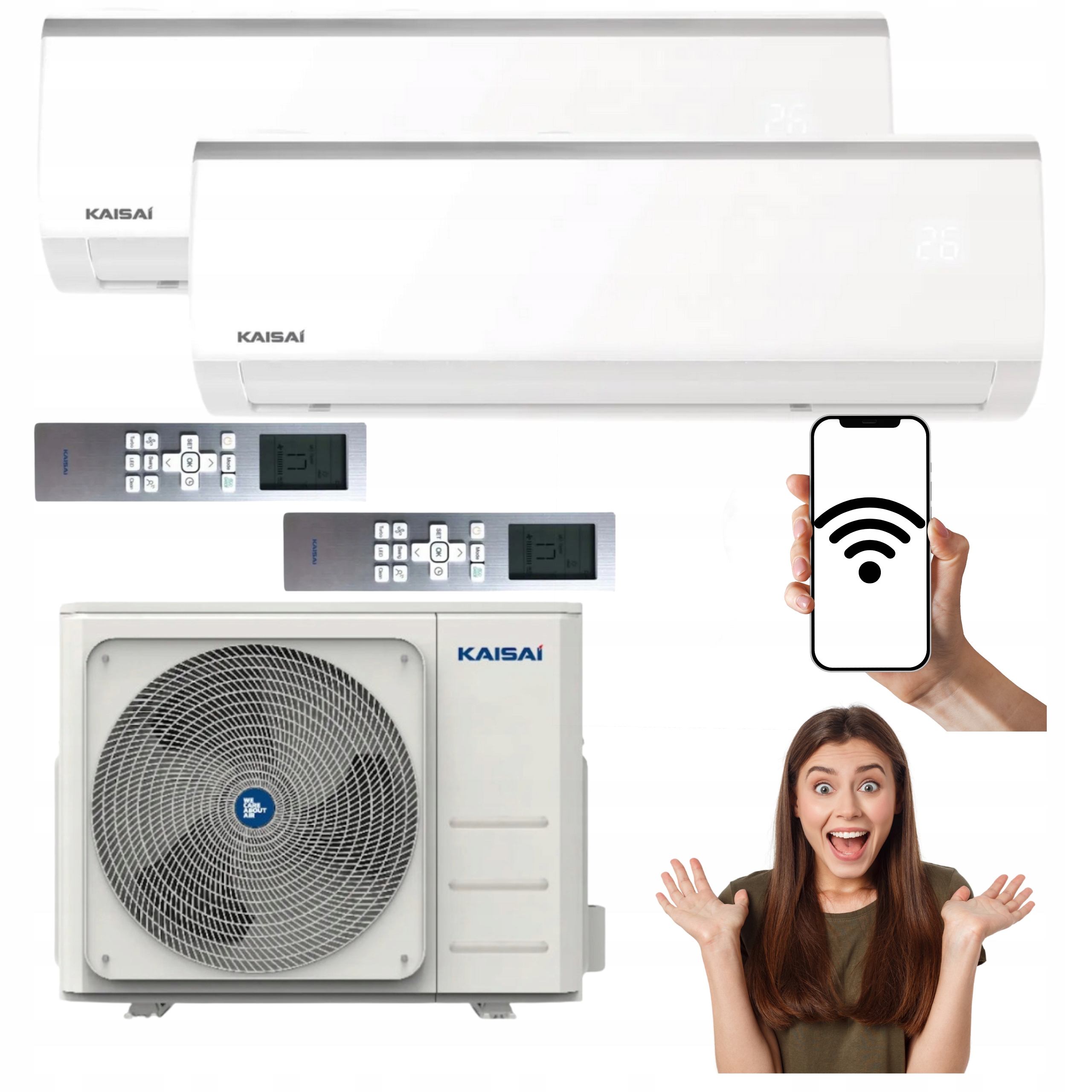 Nástenný klimatizátor Kaisai Fly Multisplit 2x 2,6 kW Wifi funkcia Ohrievania
