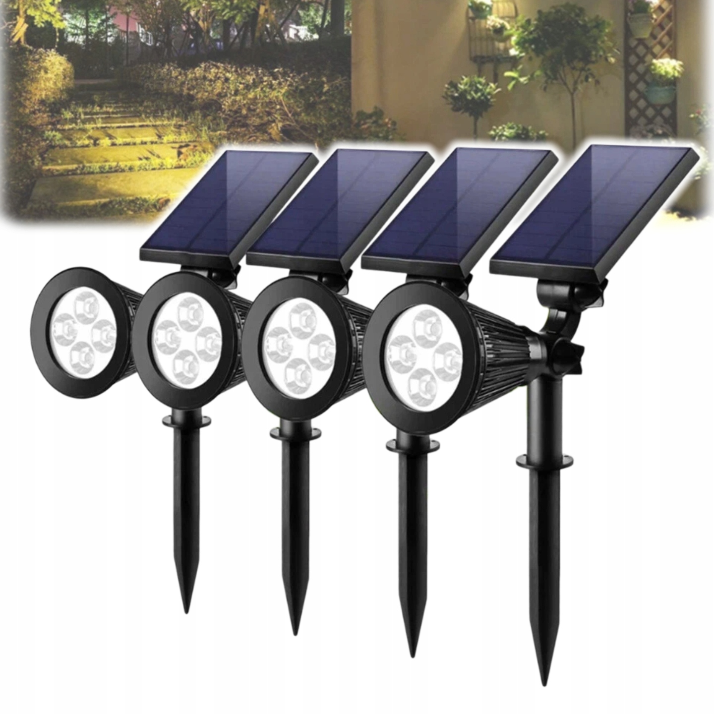 4x Led zahradní reflektor zapichovací Solární Špíz Solární Lampa ip65