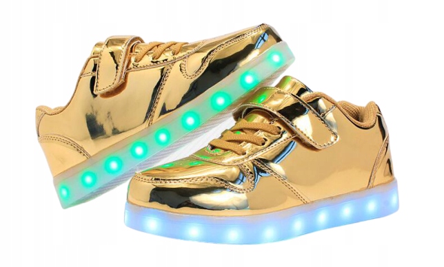 

Buty Led Z Podświetleniem Świecące Na Rzep Złote
