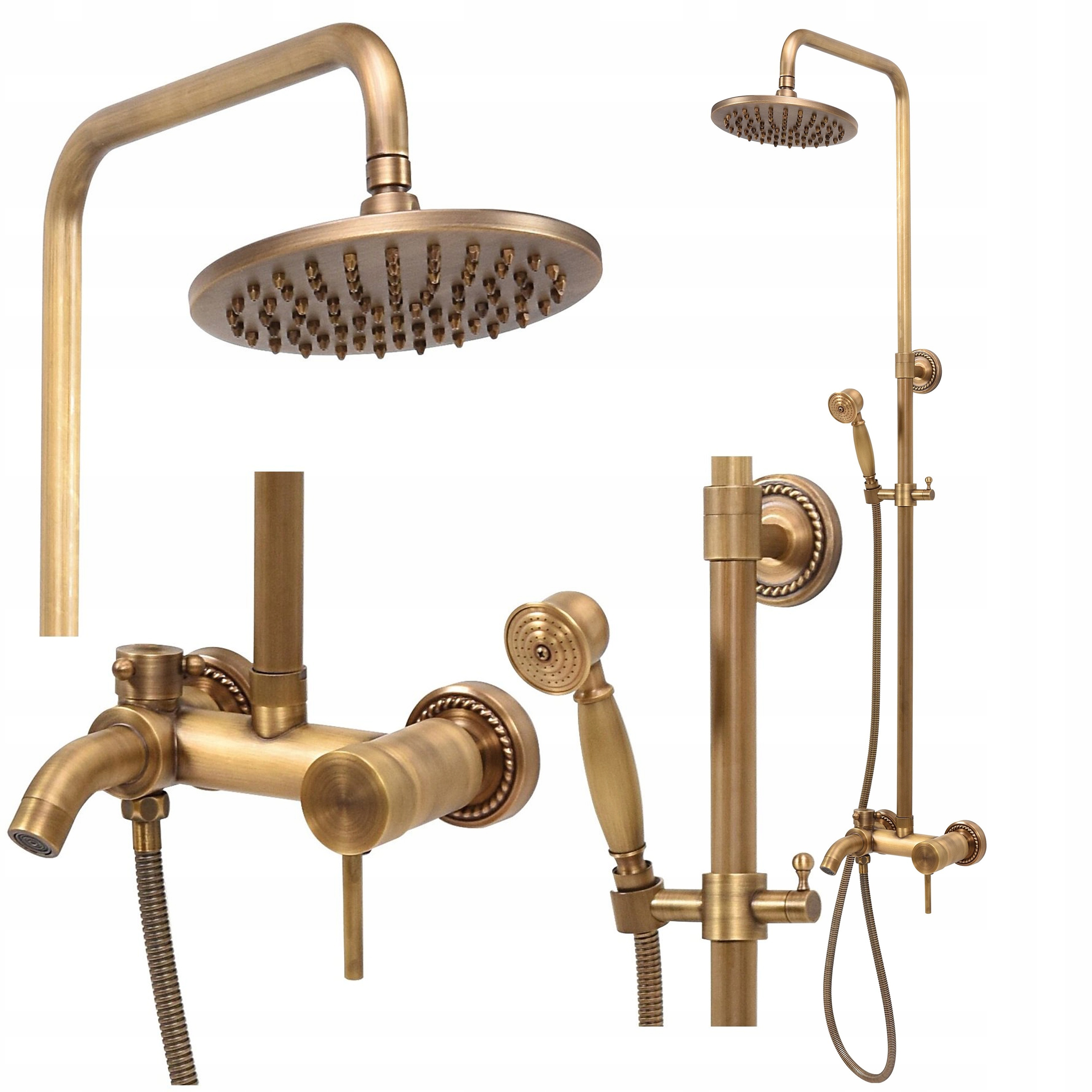 Kúpeľňový sprchový set na omietku Zlatý Retro Dažďová sprcha Mosadz