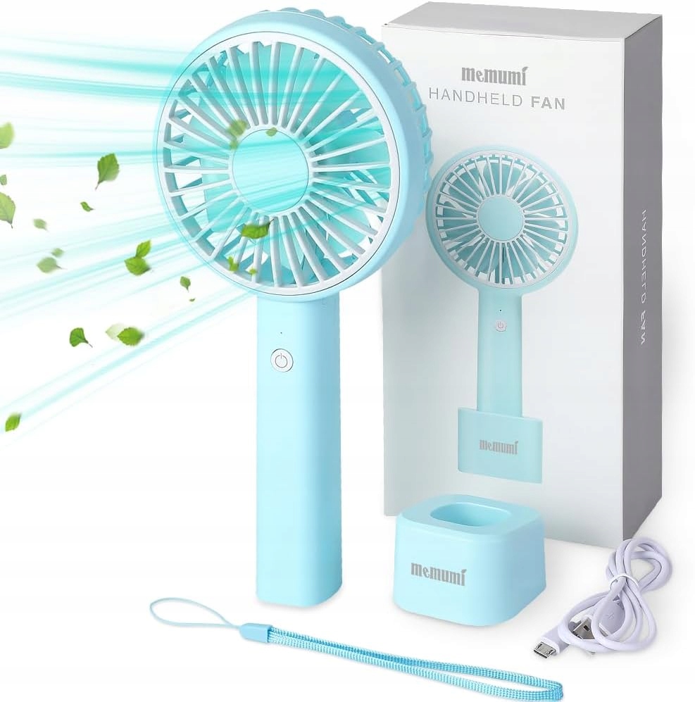 Mini ruční ventilátor Usb 1200 mAh 3 rychlostní stupně, stolní, modrý